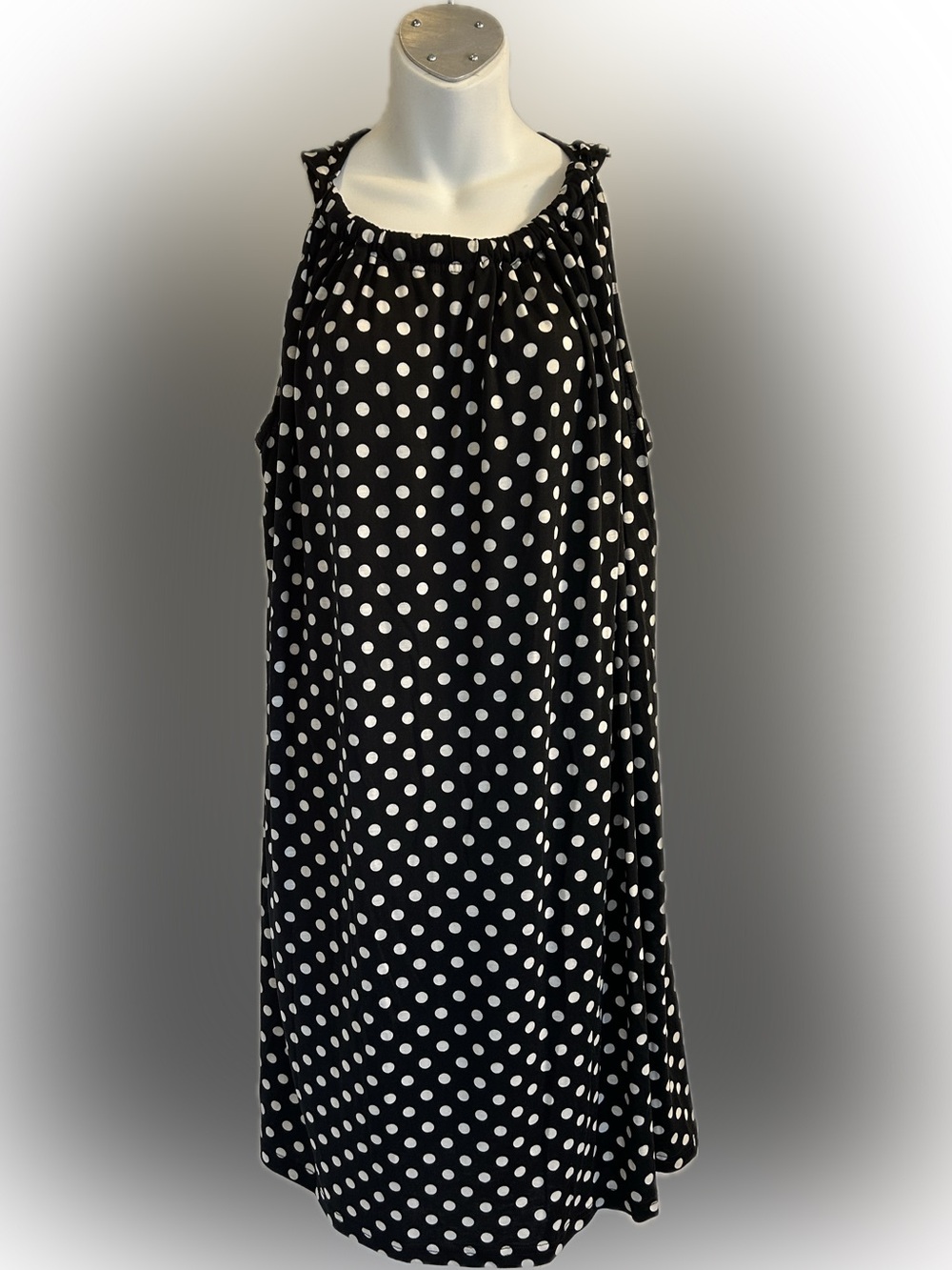 Suzanne Betro Black and White Polka Dot Mini Dress